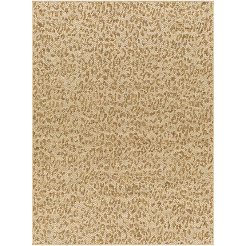 Tapis brun clair / brun en polypropylène tissé à la machine, Rond 7 pi 10 po