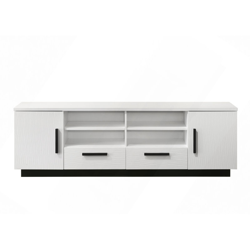 70.5" White Finish TV Stand With Drawers