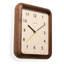 Horloge murale silencieuse rectangulaire arrondie en bois massif de noyer foncé