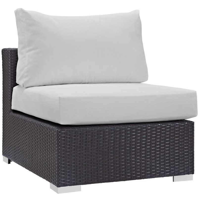 Modway Convene Wicker Rattan 5-Piece Outdoor Patio Furniture Set, White
