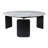 Modern Metal Round Coffee Table for Living Room Table - Contemporary 3-Leg Small Center Table with Stone Top for Home Display - 30", Gray & Black
