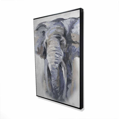 Toile éléphant bleu pastel | Décoration de salon bleu africain