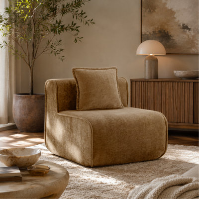 Armless Sofa Velvet- Brown