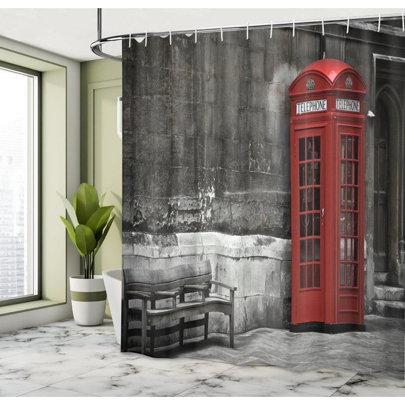 Ensemble de rideau de douche de londres + crochets, H 70 po x l 69 po