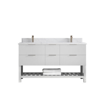 Meuble-lavabo double 60 po avec plateau Catalina