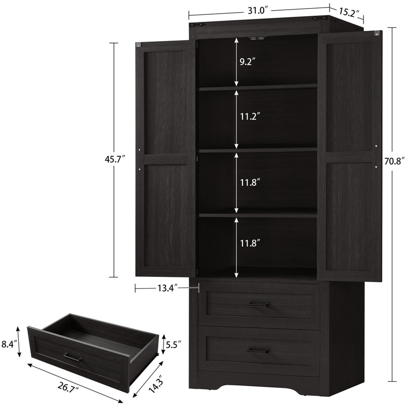 Garde-manger 70,8 po, Noir