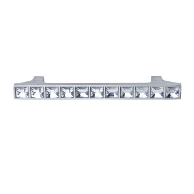 Utopia Alley Gleam Grid 11 Crystal Pull Handle - Decorative Cabinet Drop Pull Handles For Cabinets And Drawers - Vintage Cabinet Hardware With Hand Finished Polished Chrome - Metal Drawer Pull Handle, 3.8" Center To Center (Set Of 10)