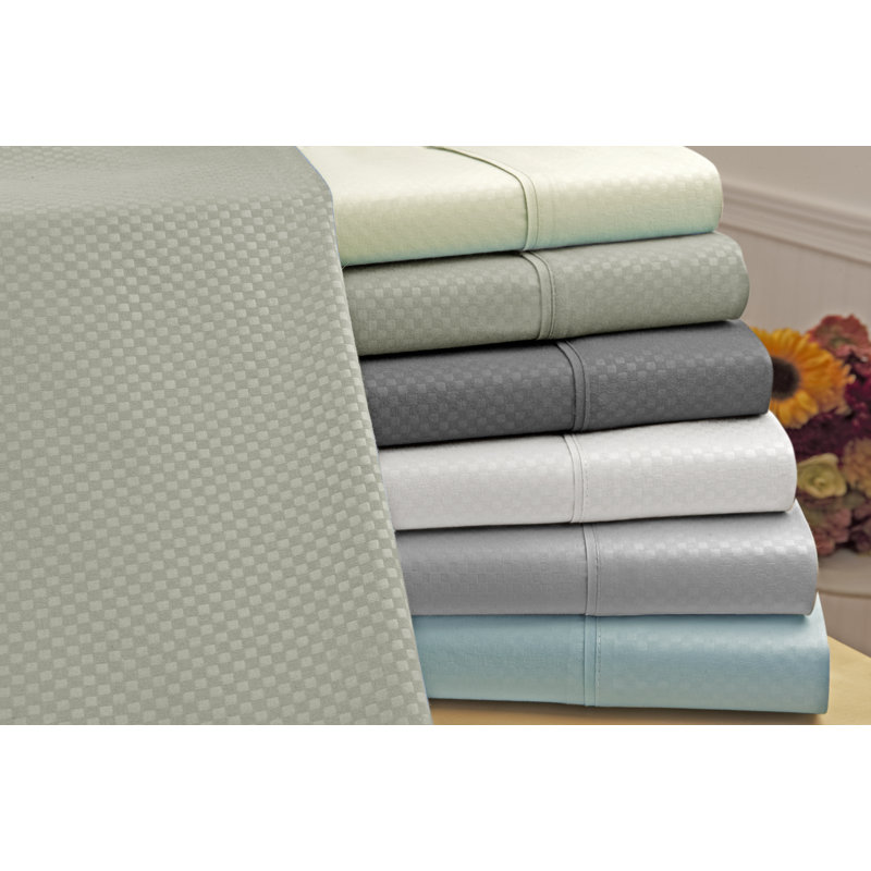 US Army 6 Piece Embossed Check Sheet Set, Ivory, Full Sheet Set + 1 Fitted Sheet + 4 Pillowcases
