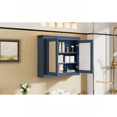 Armoire à pharmacie de 36 po x 28 po, armoire de rangement murale pour salle de bain, armoire de salle de bain moderne avec 2 miroirs, armoire à pharmacie, armoire à miroir avec 2 tablettes réglables