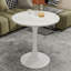 Table basse de 27,6 pouces de style Mid-Century moderne, pouvant accueillir de 2 à 4 personnes, dotée d'un plateau rond en marbre, parfaite pour divers espaces.