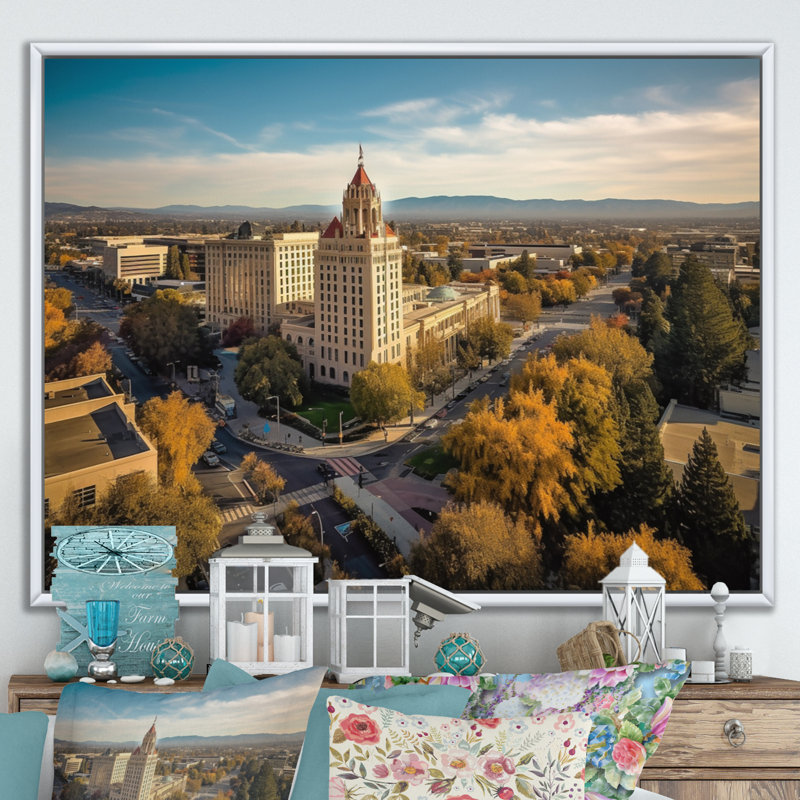 California Beauty Cityscape, impression sur toile, H 12 po x l 20 po x P 1 po, Cadre flottant blanc