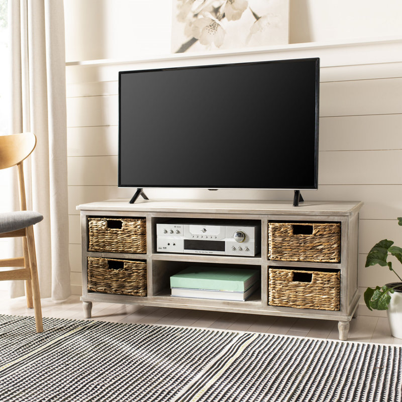 Santa Cruz Solid Wood TV Stand for TVs up to 50", Gris blanc délavé