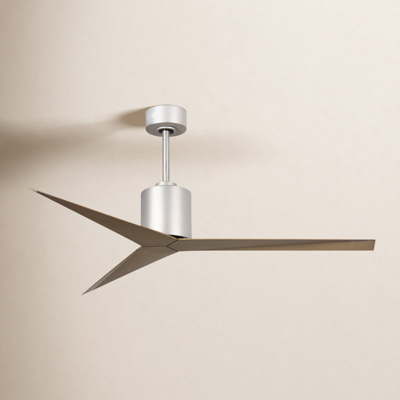 Eliza Outdoor Downrod Ceiling Fan, Brushed Nickel, Gray Ash Tone