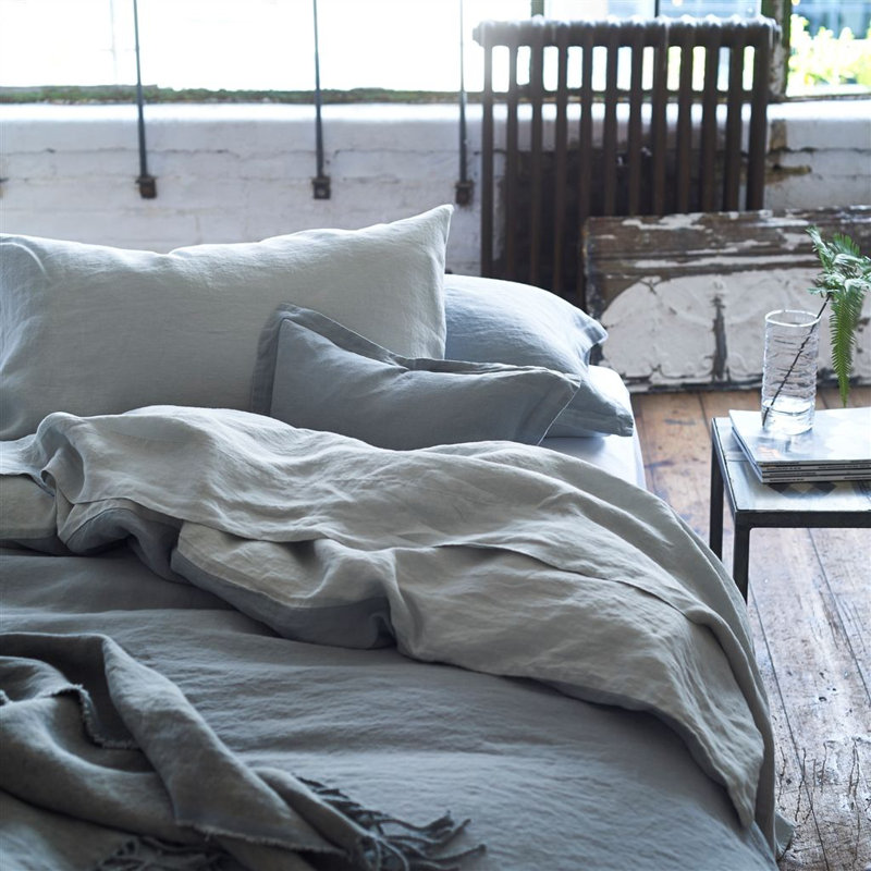 Biella Pale Gray & Dove Duvet , Queen Duvet Cover