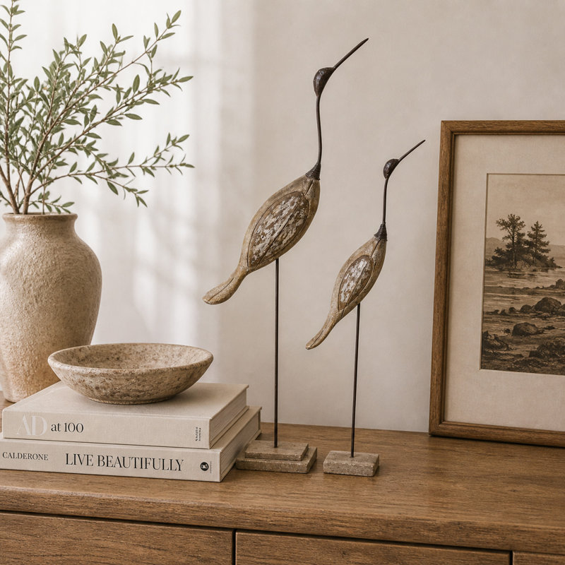 Ensemble de sculpture en bois brun, Blanc