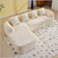 Canapé en L en forme de L - Éponge très élastique, accoudoirs courbés et 4 coussins décoratifs, polyvalent pour tout salon-121227085