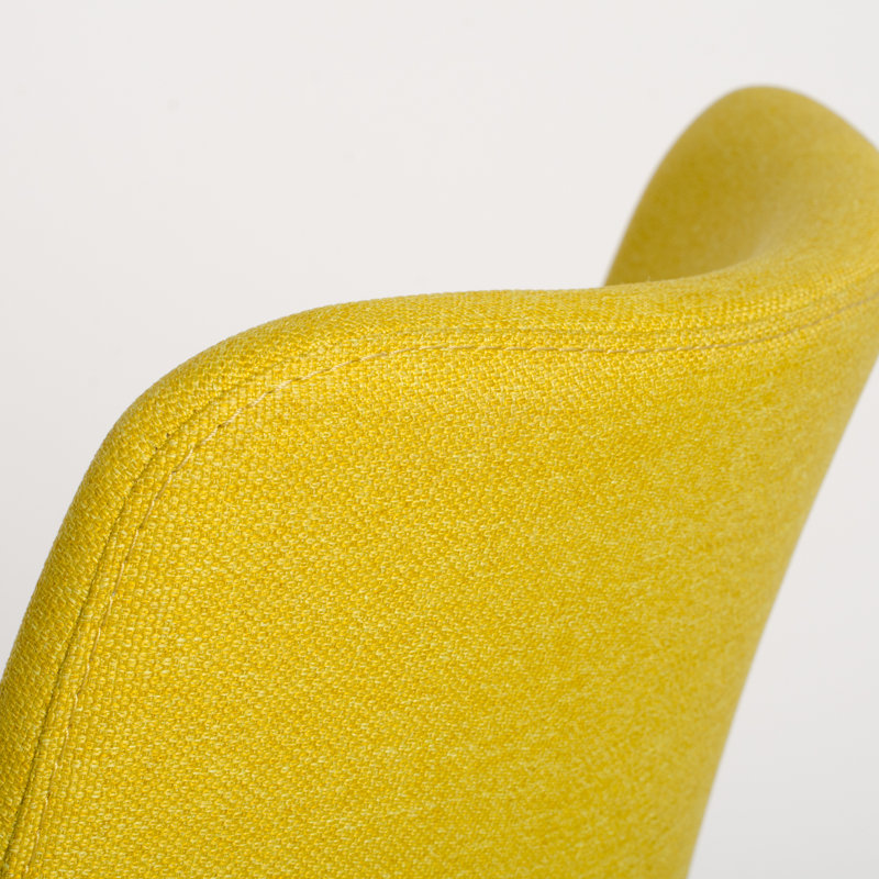 System Solid Wood Bar Stool with Solid Frame, High-Density Foam, Curved Back, Yellow