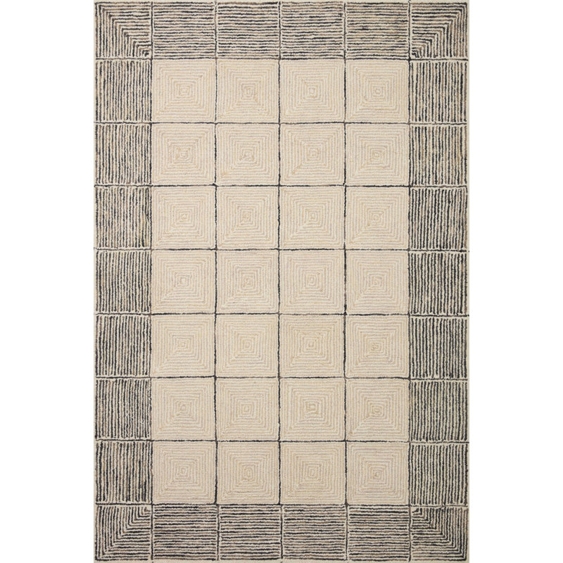 Chris Loves Julia x Loloi Francis Collection FRA-02 Cream / Black, Contemporary  Area Rug, Rectangle 8'6" x 12'