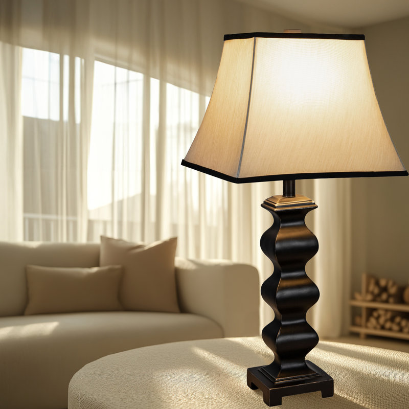 Stately Shapes 29" H Modern Black Accent Table Lamp with White Shade