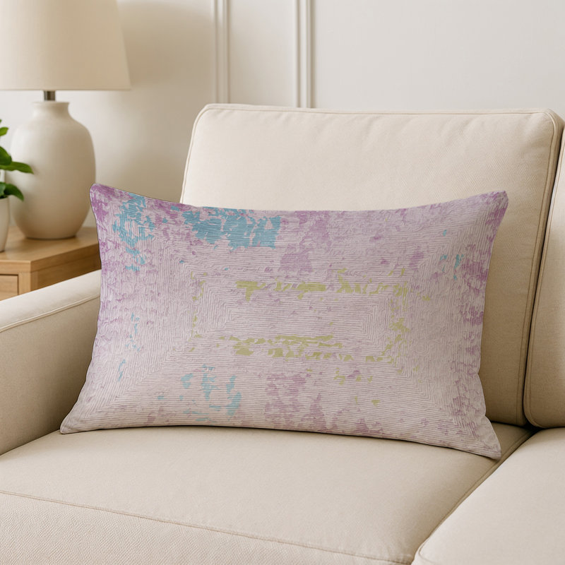 Coussin décoratif intérieur et extérieur Modern, Beige abstrait 46, Rectangle H 14 po x l 20 po