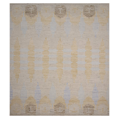 Beige Swedish Inspired Flatweave Art Silk Rug - 8' x 10'