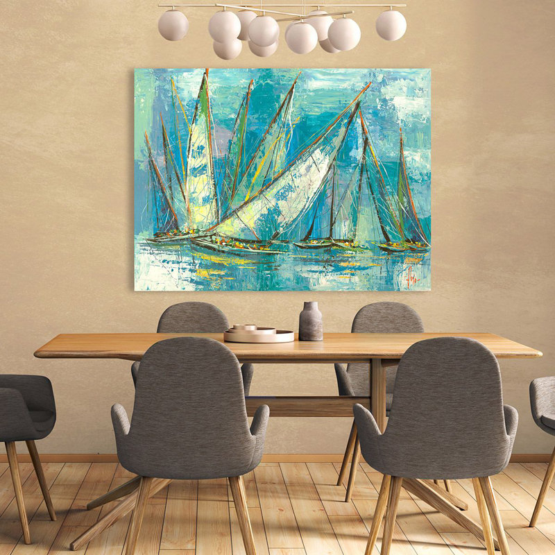 Aquamarine Sailboats by Luigi Florio - Wrapped Canvas Art Prints, 70cm H x 100cm W x 4cm D