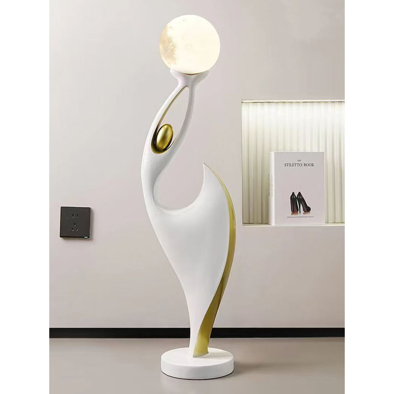 Lampe sur pied en résine Simple Art, Blanc