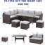 Ensemble de canapé modulaire en rotin 7 pièces avec coussins 7 pièces Pe Rattan Wicker-2005198578