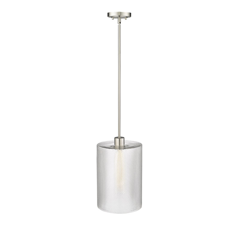 Luminaire suspendu cylindrique à 1 lumière, Nickel brossé