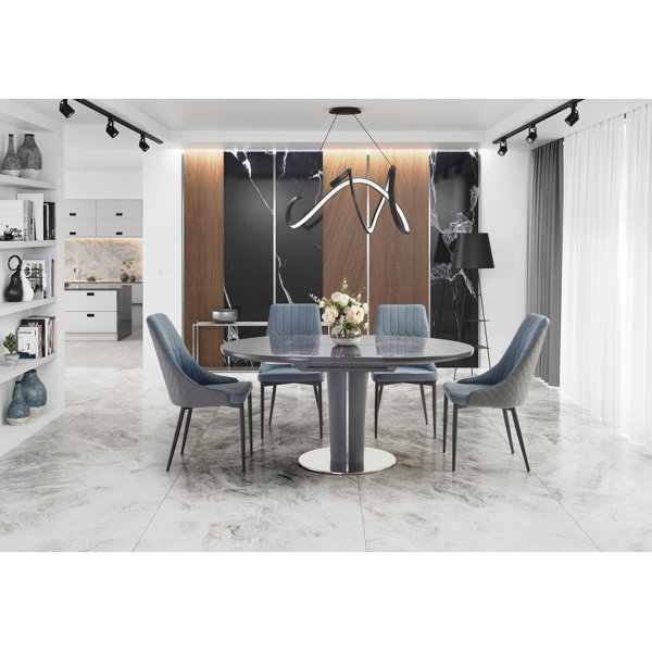 Ivy Bronx RICARDO Extending Table Gray Marble (3P = 1Pc) | Wayfair.co.uk
