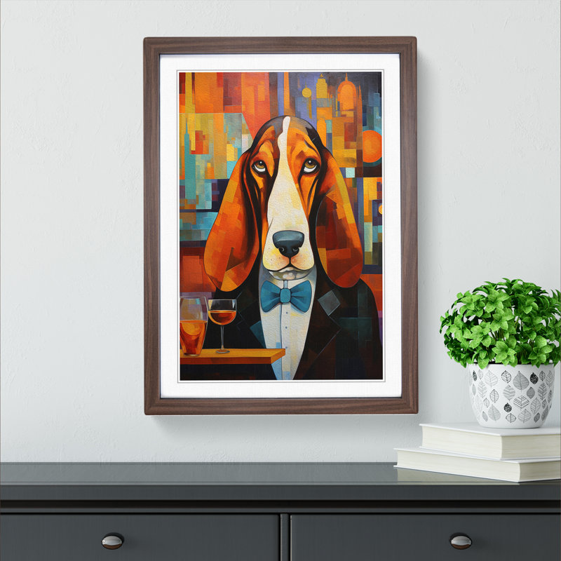 Single Picture Frame Print on Wood, 46cm H x 34cm W, Walnut Framed