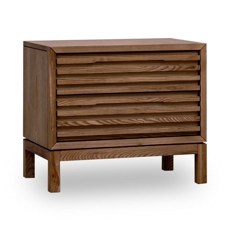 Graball 60.96cm W Solid Wood Bedside Table, Brown
