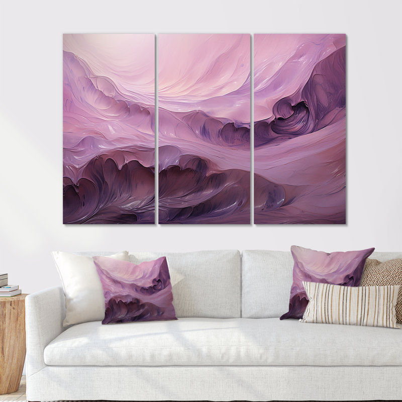 Ensemble d'art mural sur toile Tuba Terrain Mountainous Mauve VI - Encre liquide, Toile tendue, H 32 po x l 48 po x P 1 po
