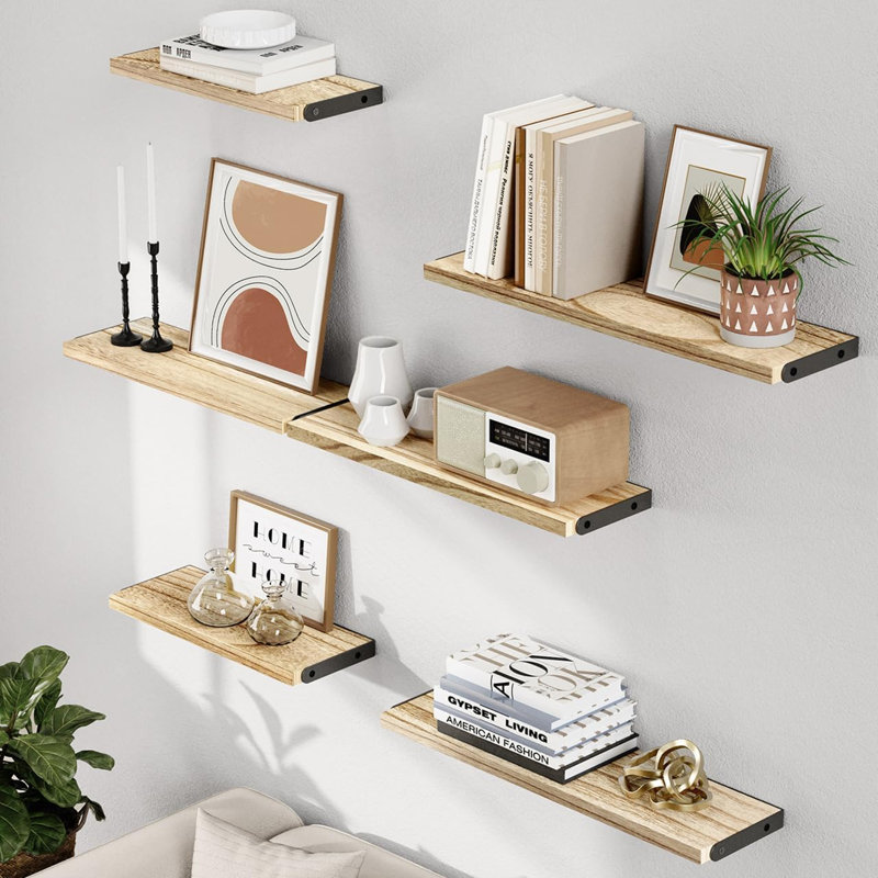 Floating Shelves Set of 6, Brown