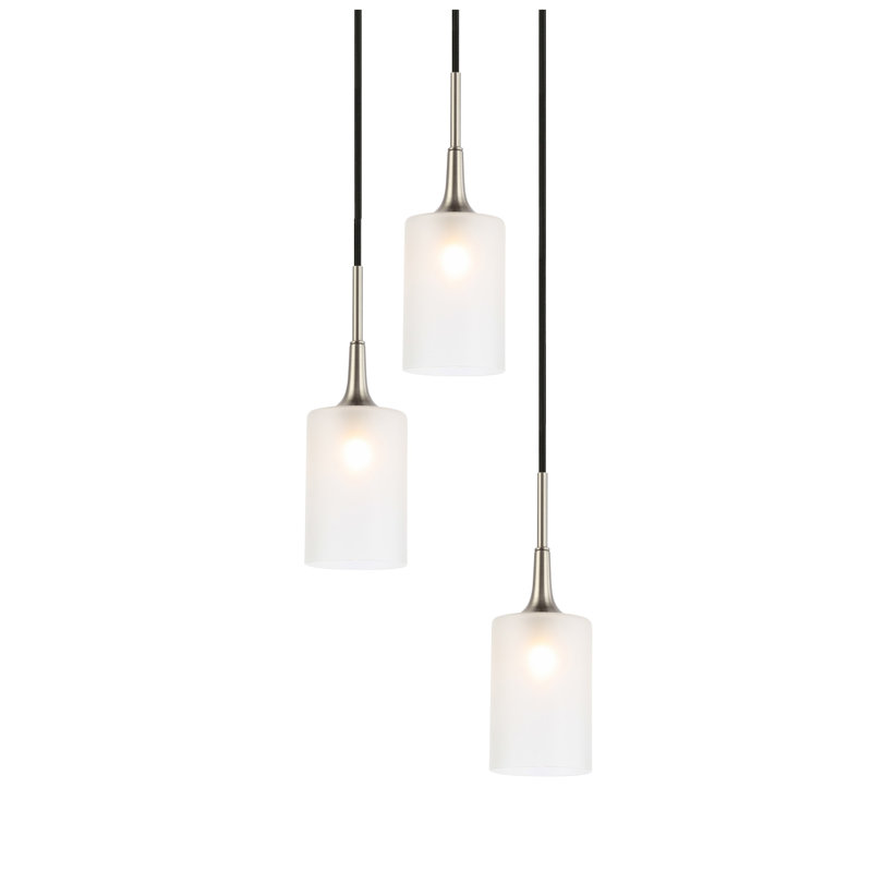 Suspension cylindrique en grappe 3 lumières Shults, Nickel, Halogène