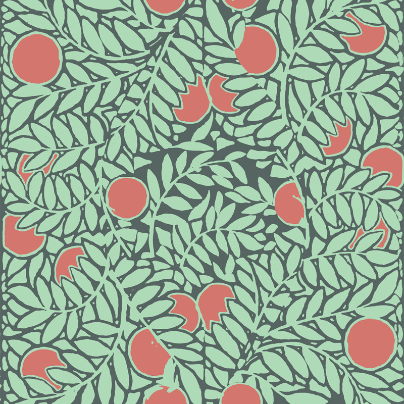 Signature Orange Grove 10' L x 24" W Wallpaper Roll, Mint Coral, Paper, Non-pasted