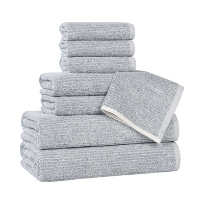 Destin Viscose Cotton Blend Medium Weight Textured Ribbed 8 Piece Towel Set
