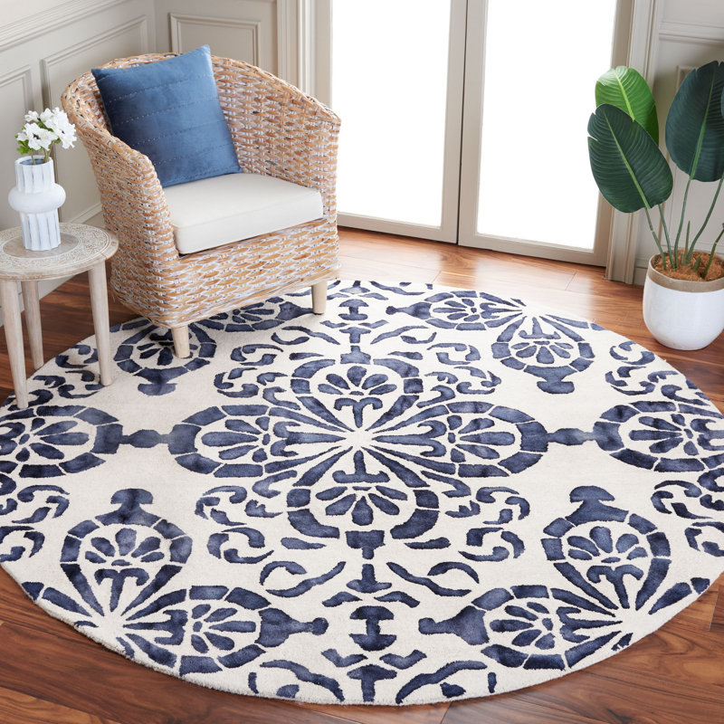 Oakton Hand Tufted Wool Oriental Rug, Round 7'