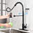 Kitchen Faucet With Pull Out Spray, Stainless Steel In Matte Black, 360 Rotating Nozzle For Optimal Water Experience, Corrosion And Rust- Treatment, Single Handle Flow Management Spray Faucet, Black
