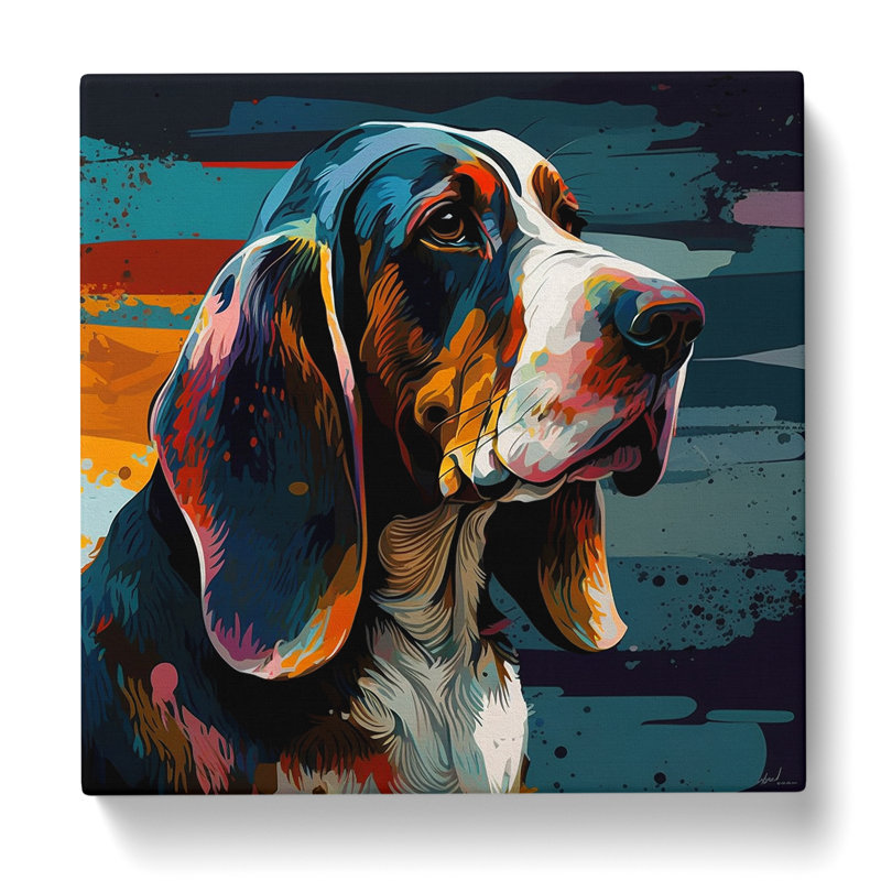 Basset Hound Expressionism - Wrapped Canvas, 35cm H x 35cm W x 3cm D
