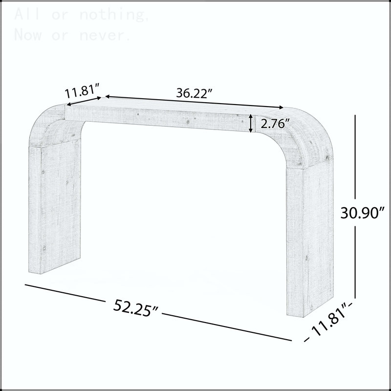 Console de 52 pouces avec rebord courbé et placage de cèdre, Noir