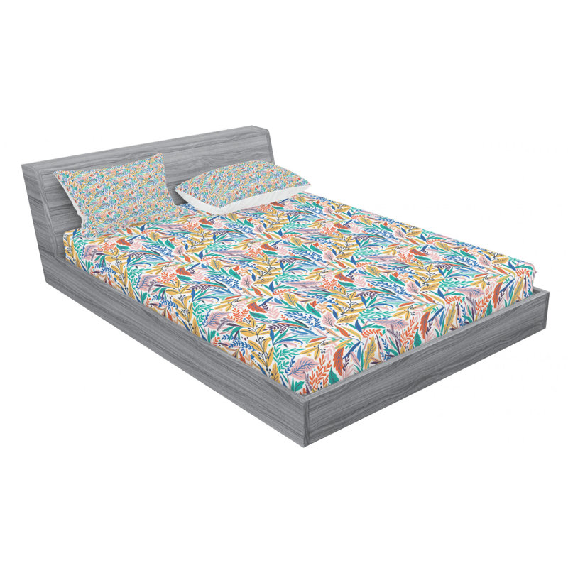 Microfiber Floral Sheet Set, Full Sheet Set + Fitted Sheet + 2 Pillowcases