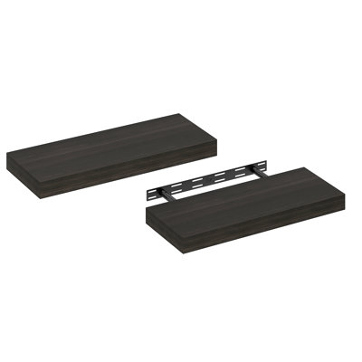 Furinno TANNA Floating Shelves for Wall Set of 2, 9 x 24 Wall Shelf, Wall Mounted Floating Shelf with Invisible Bracket, 2-in Thick Shelf, for Bathroom, Living Room, Bedroom, Home Office, Tobacco Oak
