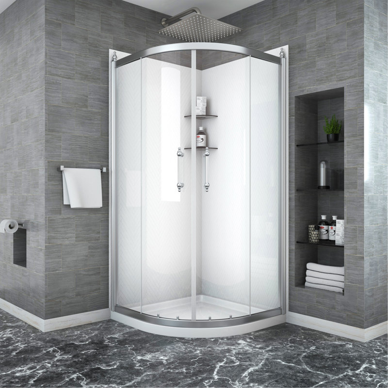 Porte de douche 36 po x 75 po, cabine de douche encadrée en chrome, 1/4 po (6 mm)