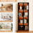 63'' Tall Walnut Finish Glass Display Cabinet for Collectibles, Wooden 4-Tier Shelves Curio Cabinet with Lighted and Glass Doors, Mid Century Modern China Cabinet Hutch for Living Room Kitchen, Brown
