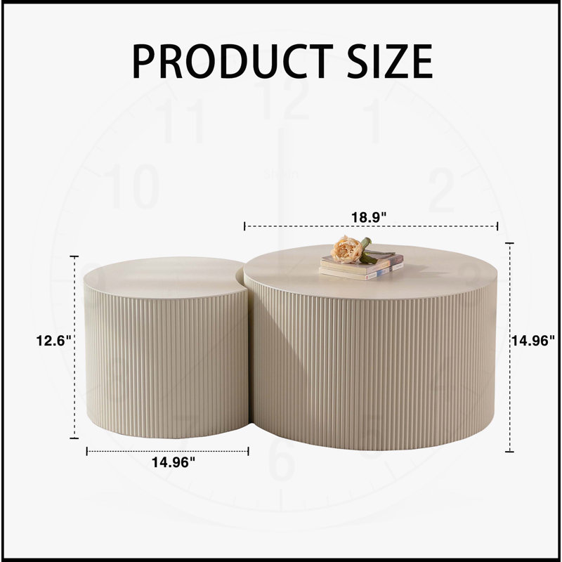 Round Wood Coffee Table, 14.92" H x 33.86" L x 33.86" W