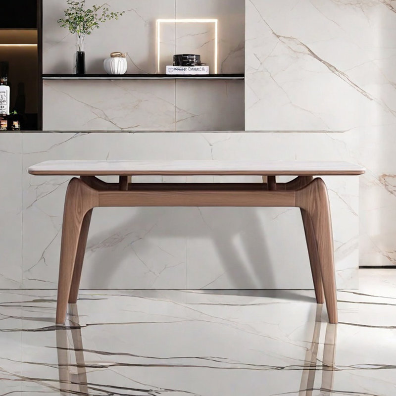 Nordic style rectangular rock plate dining table, 29.53" H x 55.12" L x 31.50" W