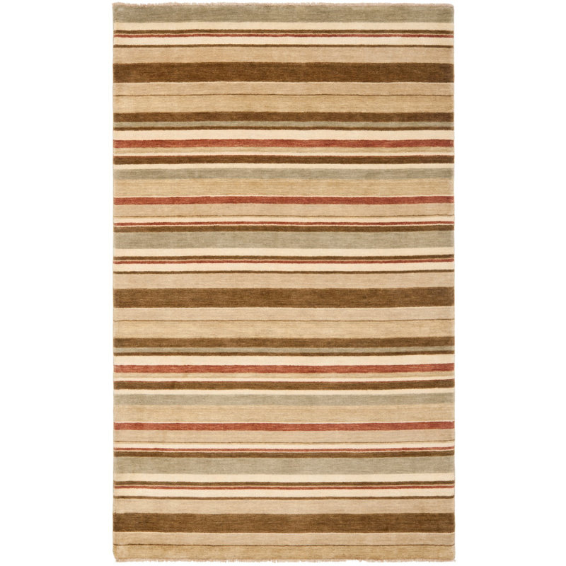 Wesley Tibetan Hand Loomed Wool Striped Rug, Rectangle 4' x 6'