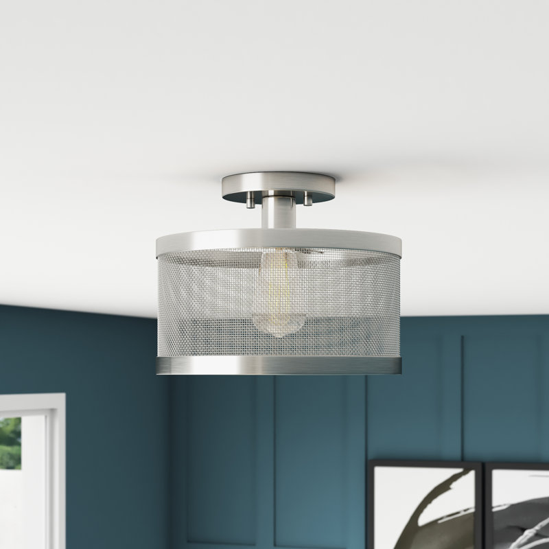 Plafonnier encastré 1 lumière Emilia, Nickel brossé