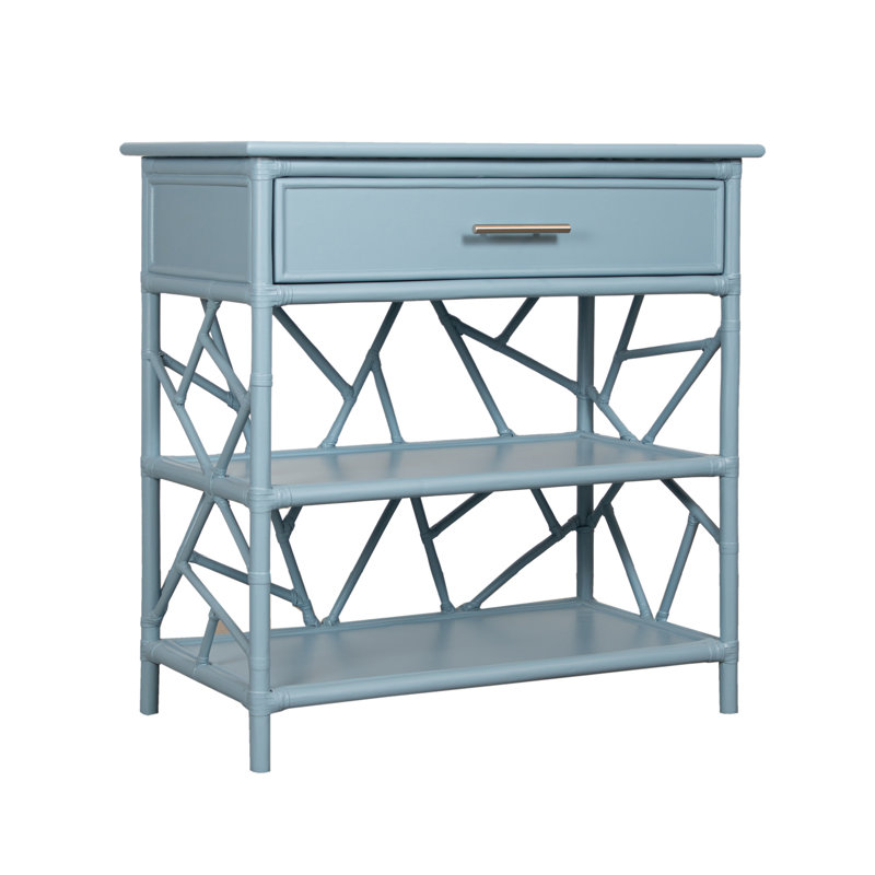 End Table with Storage, Pool Blue